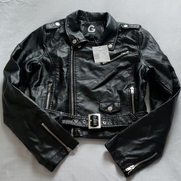 G by Guess Alex Cropped PU Moto Jacket - Picture 4 of 9